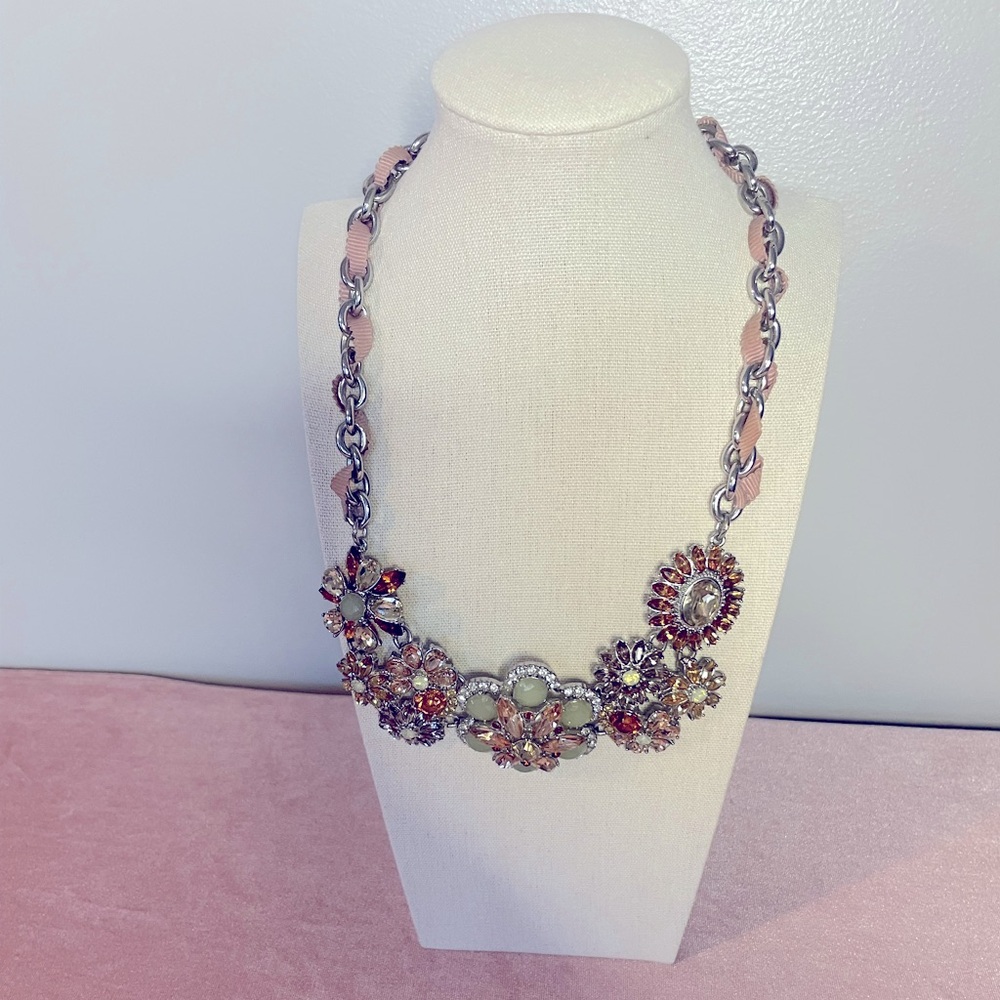 Talbots Silver Toned Floral Faux Gemstone Necklace